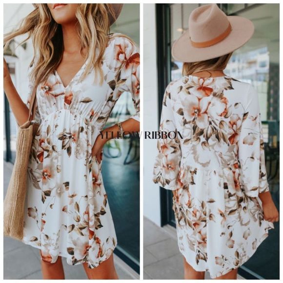 Yellow Ribbon Dresses & Skirts - 🆕 Boho Floral Dress